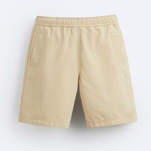 Zara Tan Flat Front Shorts Lightweight Casual